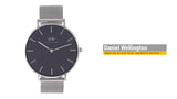 Buy Shop Daniel Wellington Petite Sterling Black Dial Silver Mesh Bracelet Watch For Women - DW00100304 USA Online