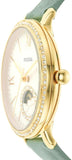 Buy Shop Fossil Jacqueline Analog Moonphase Mother of Pearl White Dial Green Leather Strap Watch for Women - ES5168 USA Online