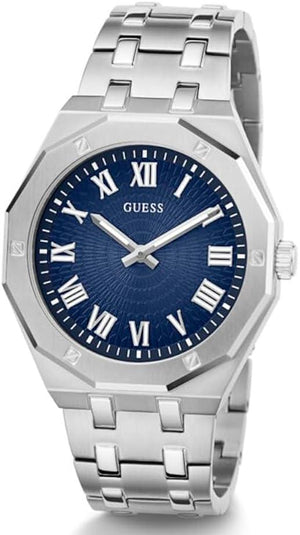 Buy Shop Guess Asset Quartz Blue Dial Silver Steel Strap Watch For Men - GW0575G4 USA Online