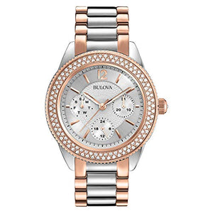 Buy Shop Bulova Crystal Collection Silver Dial Two Tone Steel Strap Watch for Women - 98N100 USA Online