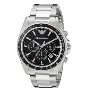 Buy Shop Emporio Armani Sigma Chronograph Black Dial Silver Steel Strap Watch For Men - AR6098 USA Online