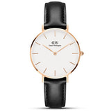 Buy Shop Daniel Wellington Petite Sheffield White Dial Black Leather Strap Watch For Women - DW00100174 USA Online