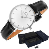 Buy Shop Daniel Wellington Classic Petite Sheffield White Dial Black Leather Strap Watch For Women - DW00100186 USA Online