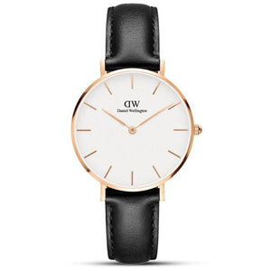 Buy Shop Daniel Wellington Petite Sheffield White Dial Black Leather Strap Watch For Women - DW00100174 USA Online