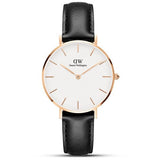 Buy Shop Daniel Wellington Petite Sheffield White Dial Black Leather Strap Watch For Women - DW00100174 USA Online