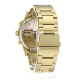 Guess Atlas Chronograph Gold Dial Gold Steel Strap Watch For Men - W0668G4