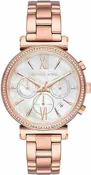 Buy Shop Michael Kors Sofie Chronograph Mother of Pearl White Dial Rose Gold Steel Strap Watch For Women - MK6576 USA Online
