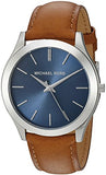 Michael Kors Slim Runway Analog Blue Dial Brown Leather Strap Watch For Men - MK8508