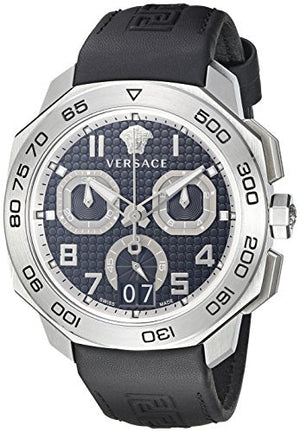 Buy Shop Versace Dylos Analog Black Dial Black Leather Strap Watch for Men - VQC010015 USA Online