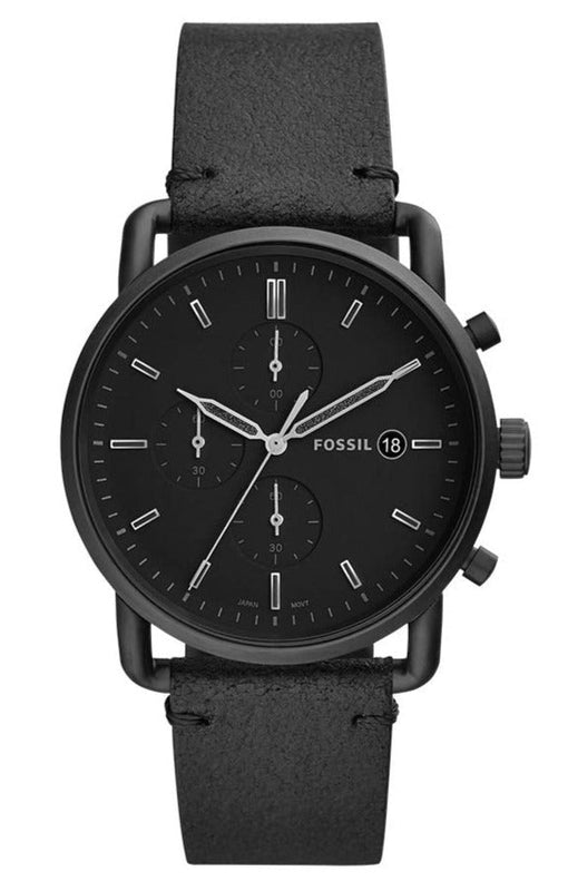 Buy Shop Fossil Commuter Black Dial Black Leather Strap Watch for for Men - FS5504 USA Online