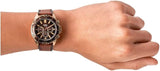 Buy Shop Fossil Garrett Chronograph Brown Dial Brown Leather Strap Watch for Men - FS5867 USA Online