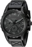 Buy Shop Fossil Nate Chronograph Black Dial Black Leather Strap Watch for Men - JR1510 USA Online