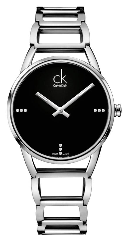 Buy Shop Calvin Klein Stately Black Dial Silver Steel Strap Watch for Women - K3G2312S USA Online