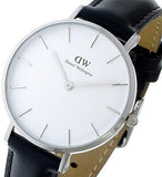 Buy Shop Daniel Wellington Classic Petite Sheffield White Dial Black Leather Strap Watch For Women - DW00100186 USA Online
