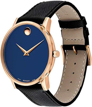 Buy Shop Movado Museum Sport Blue Dial Black Leather Strap Watch for Men - 0607266 USA Online