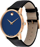 Buy Shop Movado Museum Sport Blue Dial Black Leather Strap Watch for Men - 0607266 USA Online