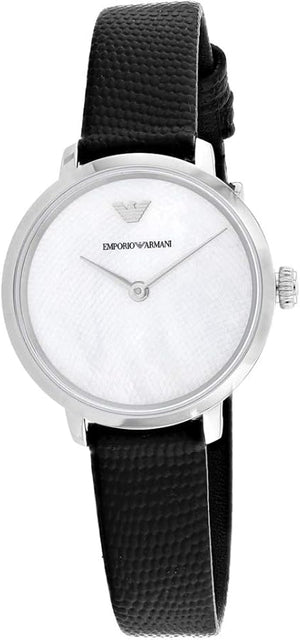 Buy Shop Emporio Armani Modern White Dial Black Leather Strap Watch For Women - AR11159 USA Online