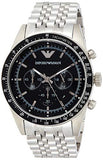 Emporio Armani Tazio Chronograph Black Dial Silver Steel Strap Watch For Men - AR5988