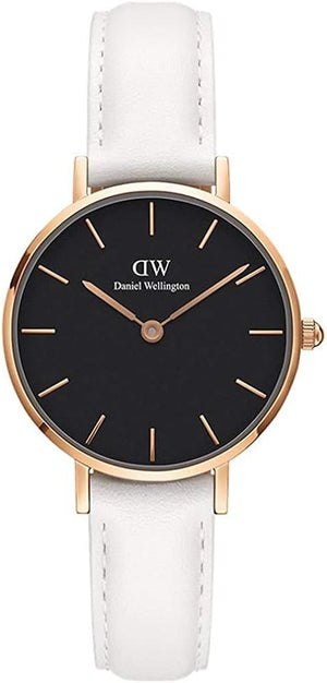 Buy Shop Daniel Wellington Classic Petite Bondi Black Dial White Leather Strap Watch For Women - DW00100285 USA Online