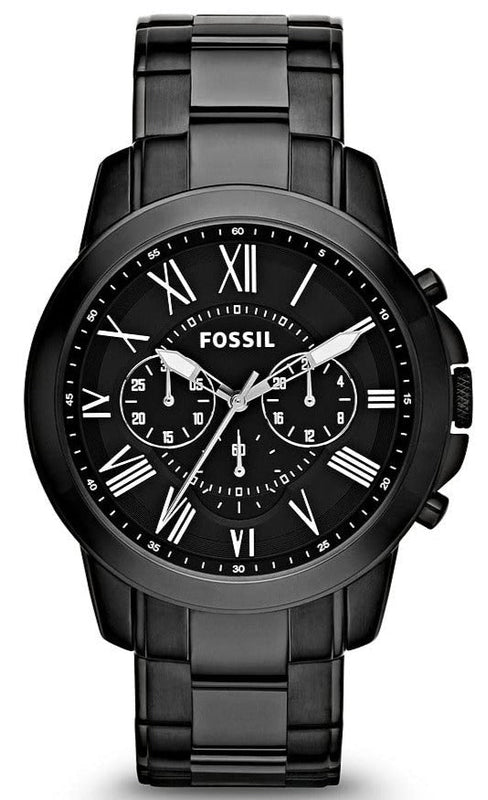 Buy Shop Fossil Grant Chronograph Black Dial Black Steel Strap Watch for Men - FS4832 USA Online
