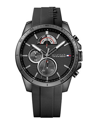 Buy Shop Tommy Hilfiger Decker Black Dial Black Rubber Strap Watch for Men - 1791352 USA Online