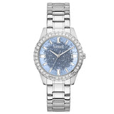 Buy Shop Guess Glitter Burst Diamonds Blue Dial Silver Steel Strap Watch for Women - GW0405L1 USA Online