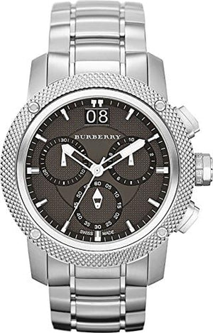 Buy Shop Burberry Utilitarian Chronograph Black Dial Silver Steel Strap Watch For Men - BU9800 USA Online