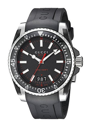 Buy Shop Gucci Dive Quartz Black Dial Black Rubber Strap Watch For Men - YA136303 USA Online