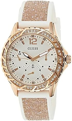 Buy Shop Guess Swirl Quartz Silver Dial White Rubber Strap Watch For Women - W1096l2 USA Online