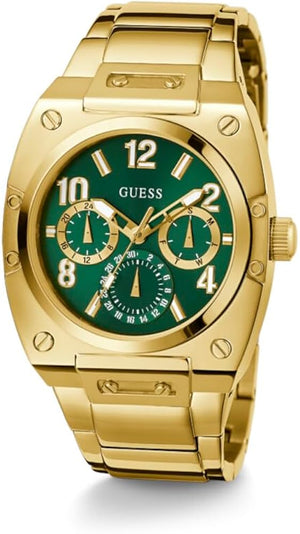 Buy Shop Guess Trend Analog Green Dial Gold Steel Strap Watch For Men - GW0624G2 USA Online