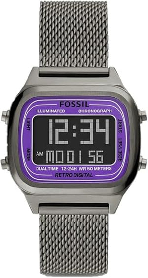 Buy Shop Fossil Retro Digital Purple Dial Grey Mesh Strap Watch for Men - FS5888 USA Online
