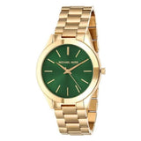 Buy Shop Michael Kors Slim Runway Green Dial Gold Steel Strap Watch for Women - MK3435 USA Online
