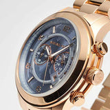 Buy Shop Michael Kors Runway Stop Hunger Quartz Blue Dial Rose Gold Steel Strap Watch For Men - MK8358 USA Online