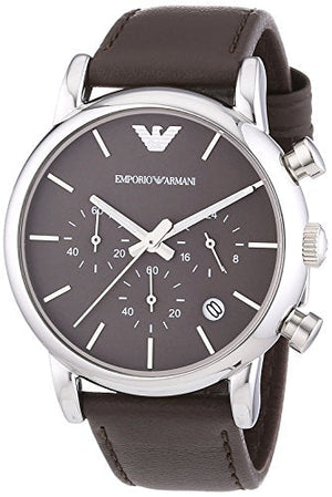 Buy Shop Emporio Armani Classic Chronograph Brown Dial Brown Leather Strap Watch For Men - AR1734 USA Online