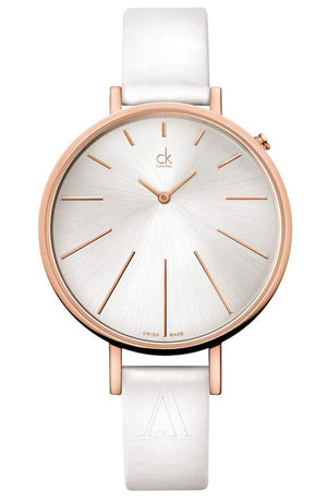 Buy Shop Calvin Klein Equal Silver Dial White Leather Strap Watch for Women - K3E236L6 USA Online