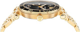 Versace Greca Sport Quartz Black Dial Gold Steel Strap Watch for Men - VEZ300721