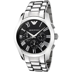 Buy Shop Emporio Armani Valente Chronograph Black Dial Silver Stainless Steel Watch For Men - AR0673 USA Online