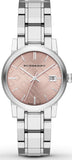 Buy Shop Burberry The City Pink Dial Silver Steel Strap Watch for Women - BU9124 USA Online