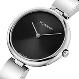 Buy Shop Calvin Klein Wavy Black Dial Silver Steel Strap Watch for Women - K9U23141 USA Online