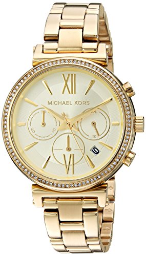 Buy Shop Michael Kors Sofie Chronograph Quartz Gold Dial Gold Steel Strap Watch For Women - MK6559 USA Online
