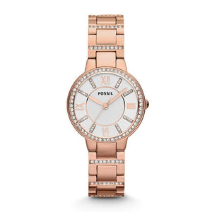 Buy Shop Fossil Virginia White Dial Rose Gold Steel Strap Watch for Women - ES3284 USA Online