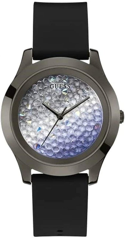 Buy Shop Guess Crush Crystals Silver Dial Black Rubber Strap Watch for Women - W1223L4 USA Online