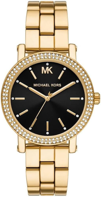 Buy Shop Michael Kors Corey Three Hand Black Dial Gold Steel Strap Watch for Women - MK7345 USA Online