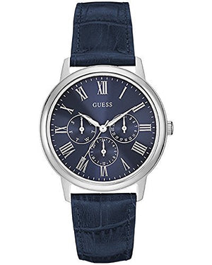 Buy Shop Guess Wafer Chronograph Quartz Blue Dial Blue Leather Strap Watch For Men - W0496G3 USA Online