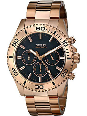 Buy Shop Guess Chaser Chronograph Black Dial Rose Gold Steel Strap Watch for Men - W0170G3 USA Online