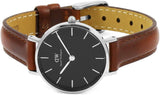 Buy Shop Daniel Wellington Classic Petite St Mawes Black Dial Brown Leather Strap Watch For Women - DW00100237 USA Online