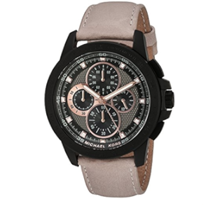 Buy Shop Michael Kors Ryker Chronograph Black Dial Beige Leather Strap Watch For Men - MK8520 USA Online