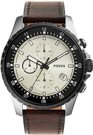 Buy Shop Fossil Dillinger Chronograph White Dial Brown Leather Strap Watch for Men - FS5674 USA Online