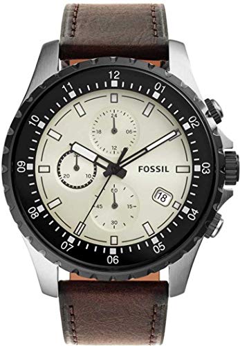 Buy Shop Fossil Dillinger Chronograph White Dial Brown Leather Strap Watch for Men - FS5674 USA Online