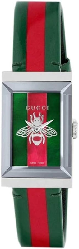 Buy Shop Gucci G Frame Quartz Green & Red Mother of Pearl Dial Multicolor Leather Strap Watch For Women - YA147408 USA Online